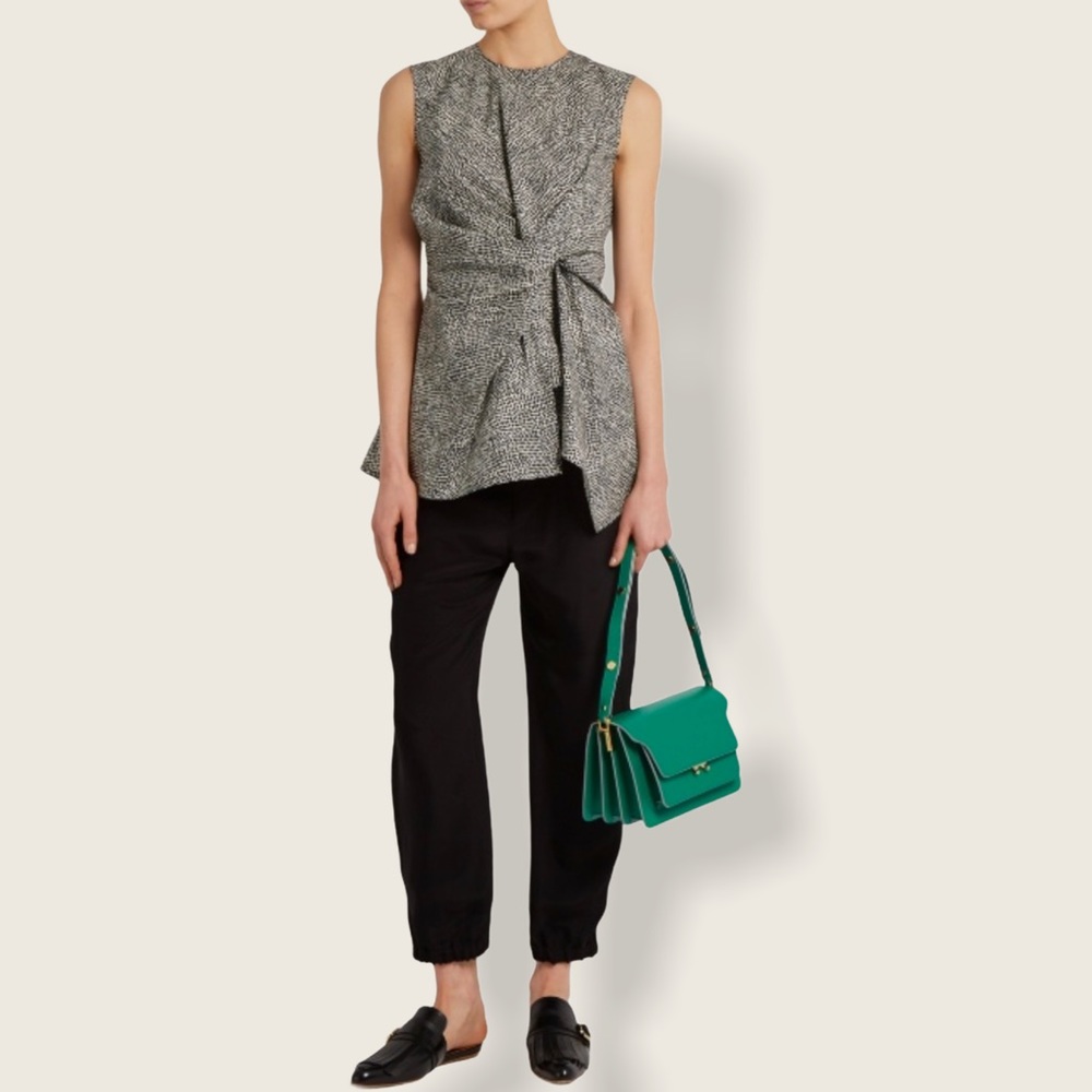 Marni Knotted Fleck Cotton-Poplin Top Size 38 US 2